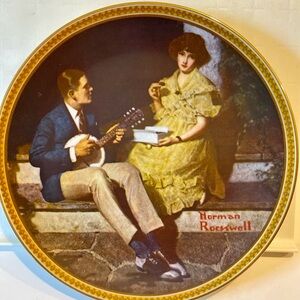 Vintage Norman Rockwell plate #18549T “Pondering on the Porch”